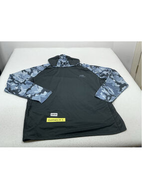 Mens Excellent Bassdash Pullover Hooded Fishing Shirt 4 XL Black Blue Camo